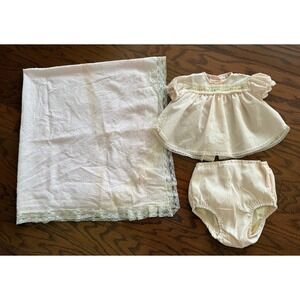 Vintage Nappies Nat's Tiny Tots Dress Pink Baby Blanket Plastic Diaper Cover
